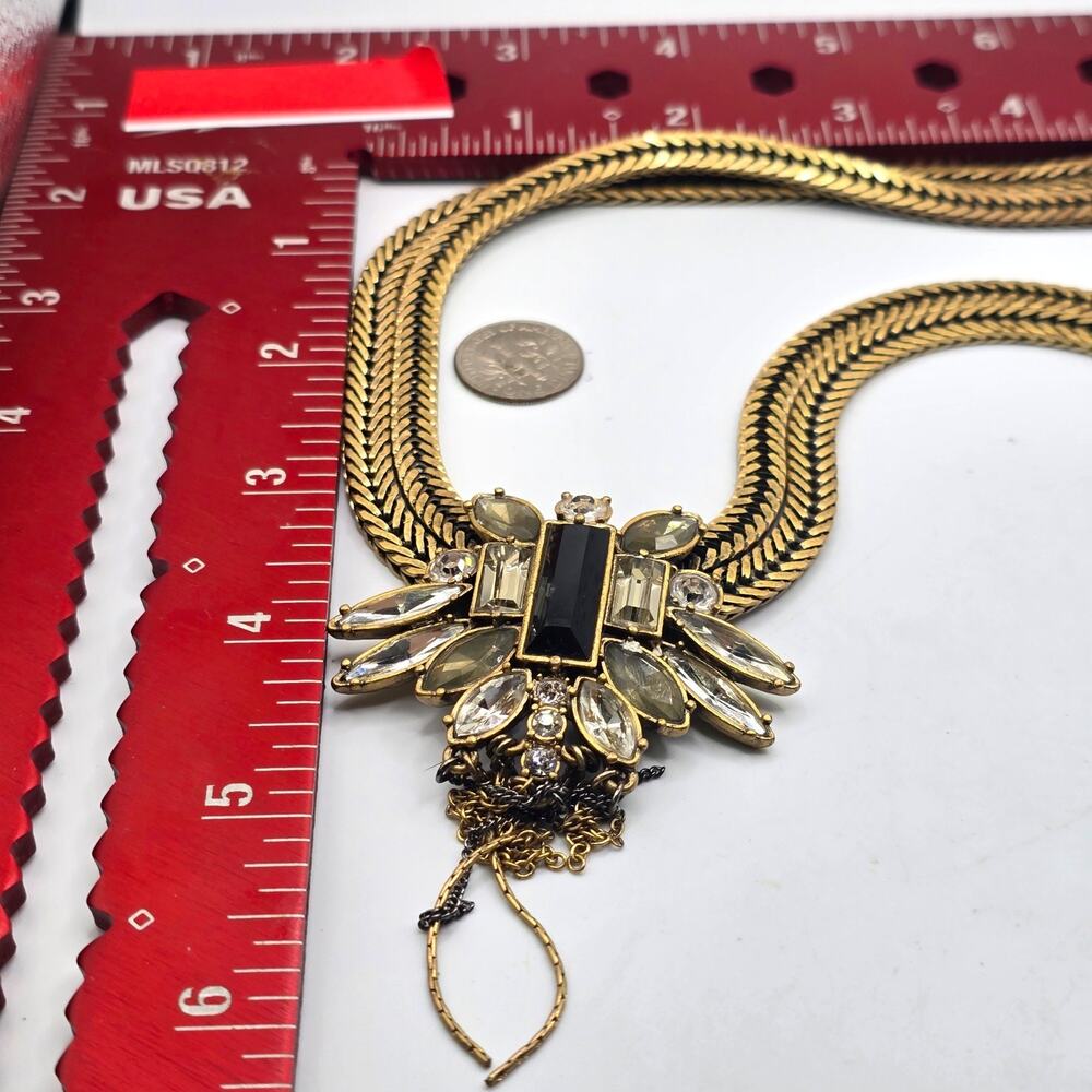 Necklace Butterfly Crystal Clustered Signed Loft Double Herringbone Chain SK3318 - Picture 9 of 10